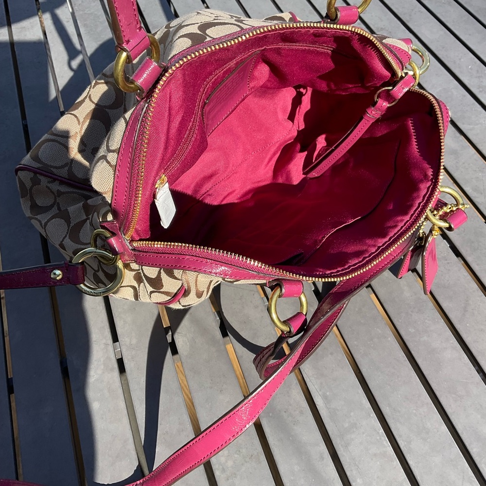 Coach Signature Stripe Python Snake Zip Satchel o… - image 8